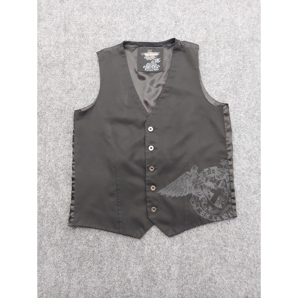 Epic Threads Vest Mens XL Black Eagel Graphic 5 Button Waistcoat Western Grunge‎